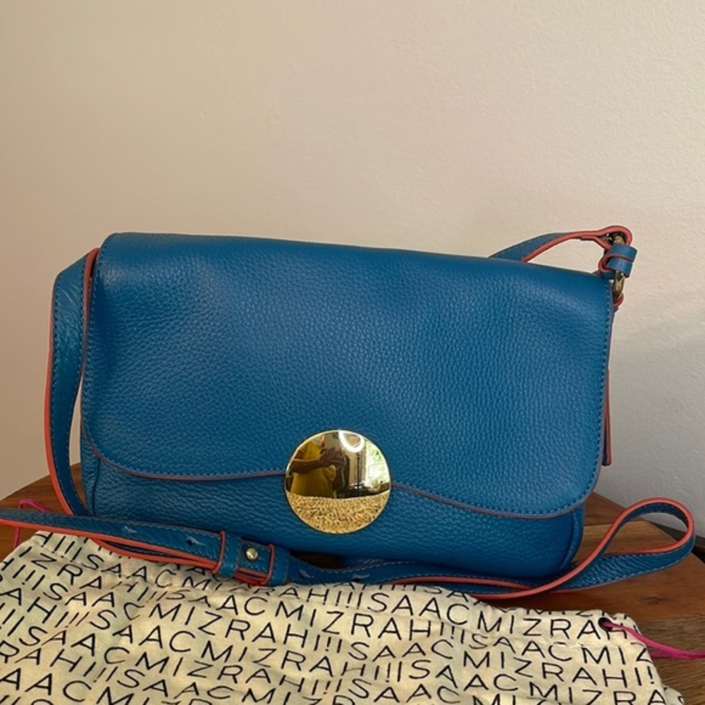 Isaac Mizrahi Live! | Blue Whitney Pebble‎ Leather Crossbody Bag